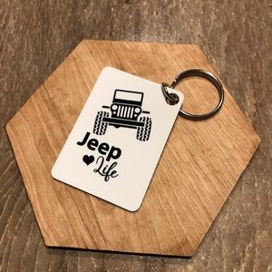Jeep life keychain printed on permanent metal